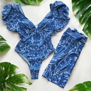 SHEIN Resort Wear One Piece Bathing Suit with Matching Cover up